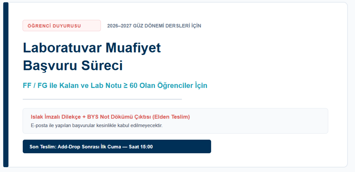 Lab muafiyeti başvurusu hakkında